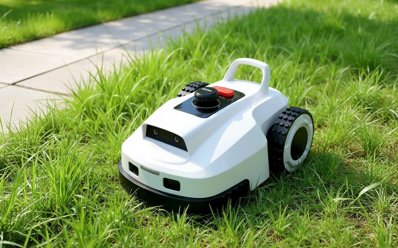 VERDA navigating in a straight line through longer grass beside a path